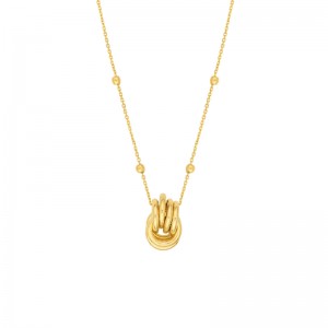 14K Yellow Gold Circle Links Pendant On Chain