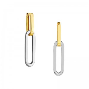 14K Yellow and White Gold Convertible Paperclip Earrings