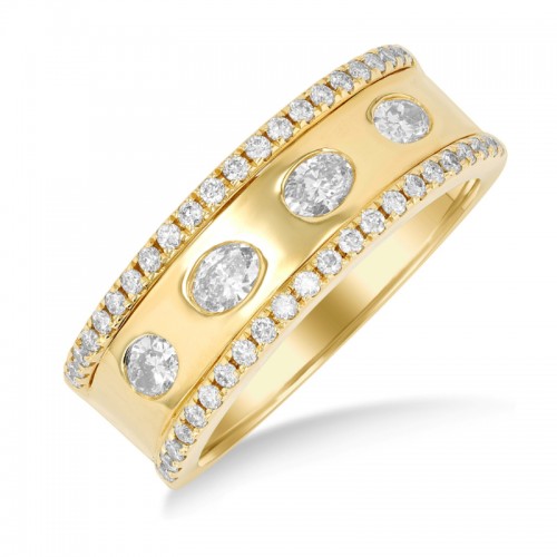 14K Yellow Gold Oval Diamond Band