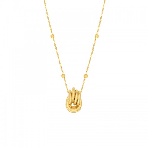 14K Yellow Gold Circle Links Pendant On Chain