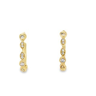 14K YELLOW GOLD HOOP DIAMOND EARRINGS WITH 22=0.25TW ROUND G-H SI1-SI2 DIAMONDS